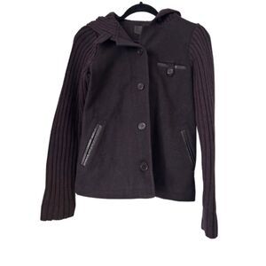 Smartwool Brown Cable Knit Zip Up Hooded Jacket XS